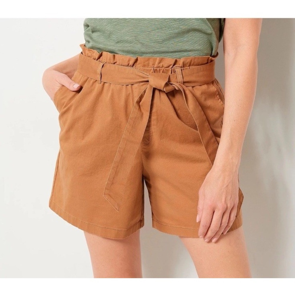 Candace Cameron Bure Paperbag Tie Waist Shorts Size LP Desert Ochre A488210 NEW‎